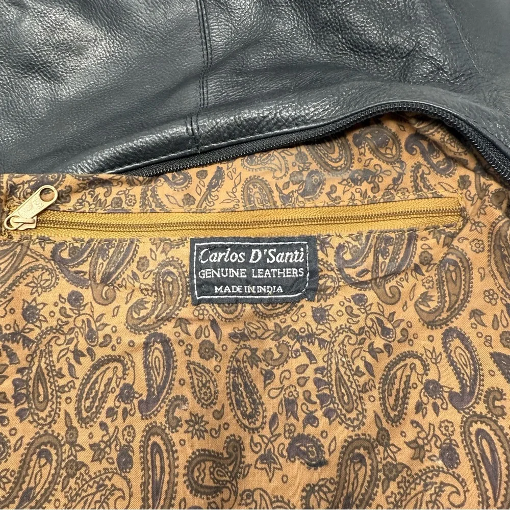 Carlos D'Santi Women's Black Pebbled Leather Bag Hobo Crossbody Style Medium‎